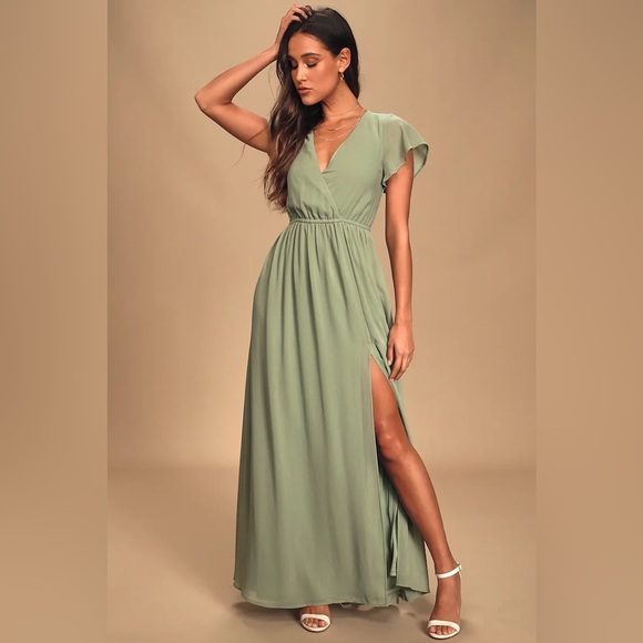 Lulus NWT SMALL Lost in the Moment PASTEL SAGE Maxi Dress. Event bridesmaid - Picture 1 of 8
